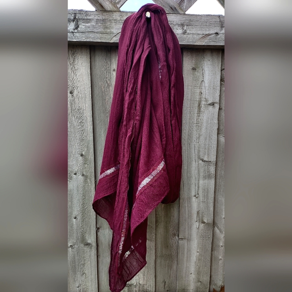 Scarf: Sparkling Sequins Maroon Shawl or for Table Covering - Picture 8 of 13